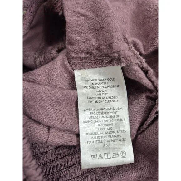 Free People Blouse Size S  Eyelet Lace Crop Top Purple Mauve Roan Rouge (13) - Picture 11 of 13